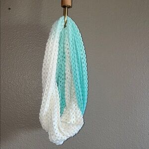 Cato White and Mint Green Crochet Scarf